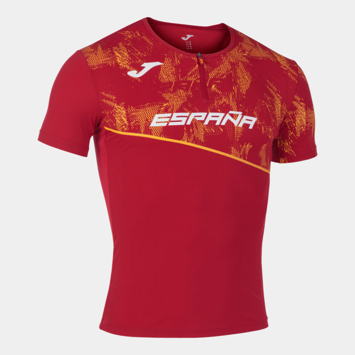 camiseta ajustada selección española atletismo hombre manga corta, visión delantera