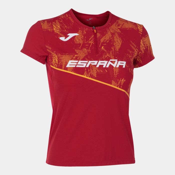 camiseta ajustada mujer selección española atletismo manga corta, vista frontal