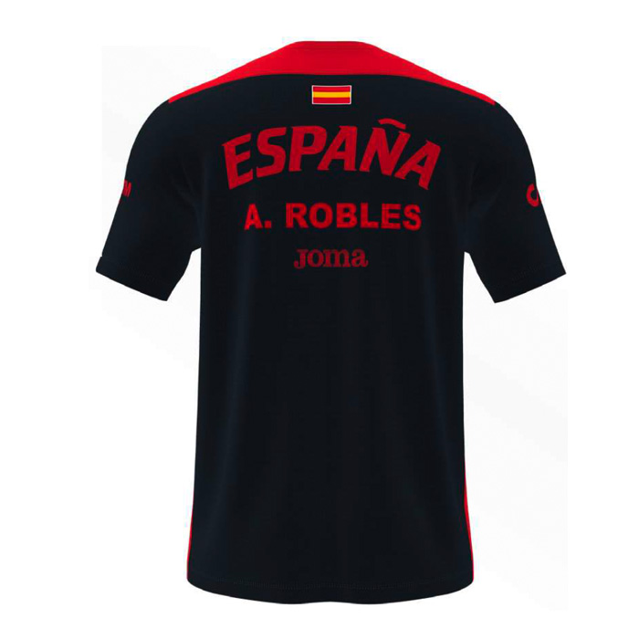Camiseta España Tenis de Mesa negra hombre espalda