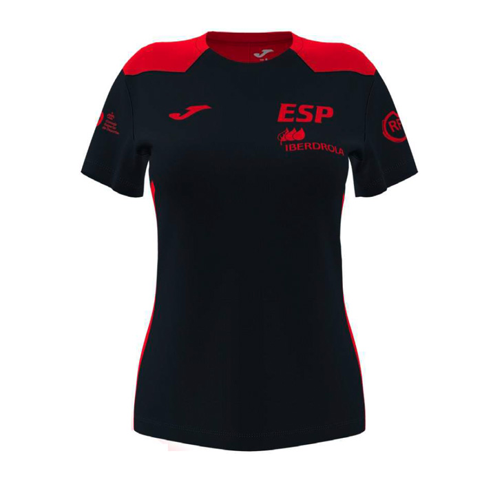 Camiseta España Tenis de Mesa negra mujer delante
